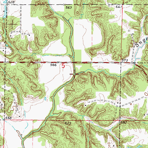 Topographic Map of Sugar Creek, IL
