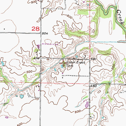 Topographic Map of Sugar Creek Presbyterian Cemetery, IL