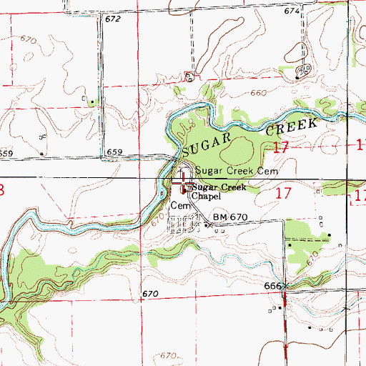 Topographic Map of Sugar Creek Chapel, IL