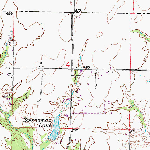 Topographic Map of Sugar Creek Church, IL