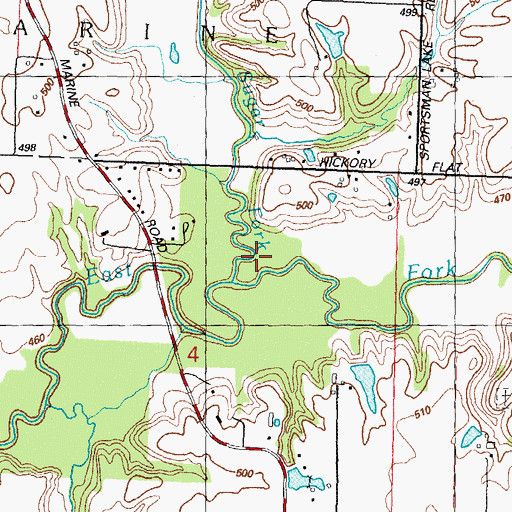 Topographic Map of Sugar Fork, IL