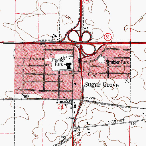 Topographic Map of Sugar Grove, IL