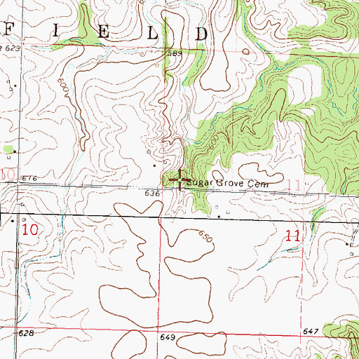 Topographic Map of Sugar Grove Cemetery, IL