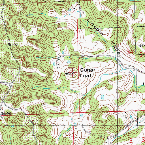 Topographic Map of Sugar Loaf, IL