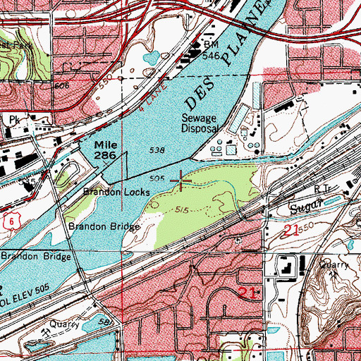 Topographic Map of Sugar Run, IL