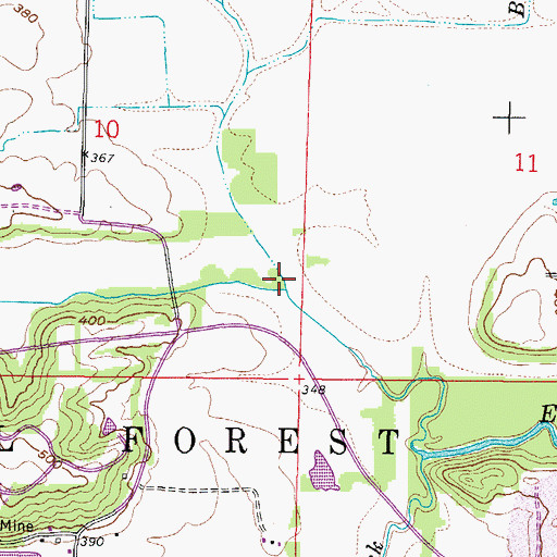Topographic Map of Sugarcamp Branch, IL
