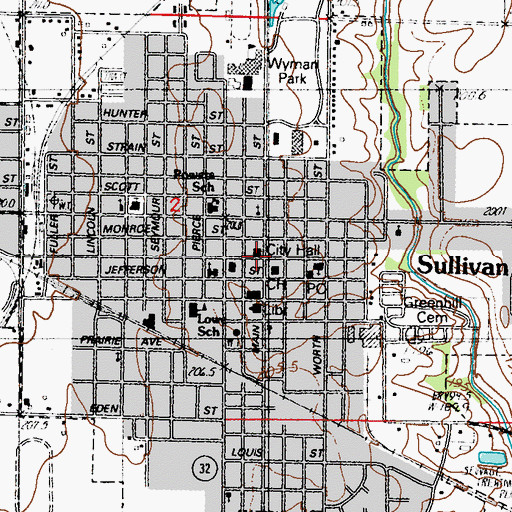 Topographic Map of Sullivan, IL