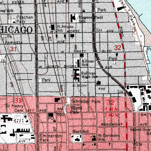 Topographic Map of Sullivan High School, IL