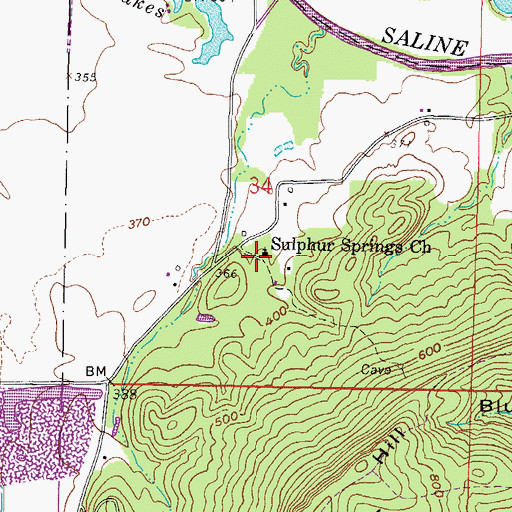 Topographic Map of Sulphur Springs Church, IL