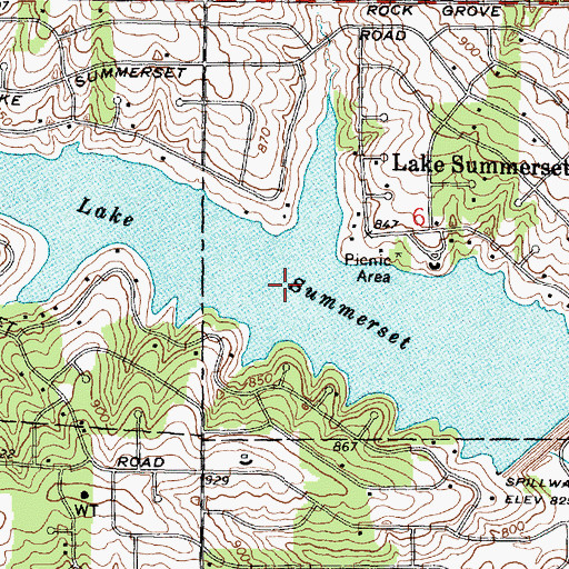 Topographic Map of Lake Summerset, IL