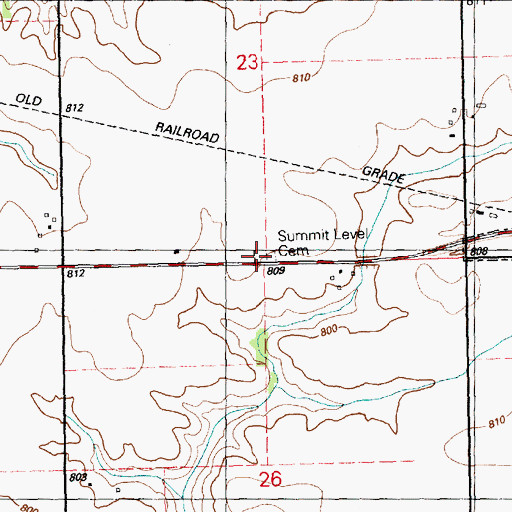 Topographic Map of Summit Level Cemetery, IL