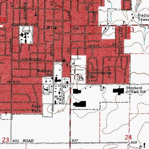 Topographic Map of Summit View Cemetery, IL