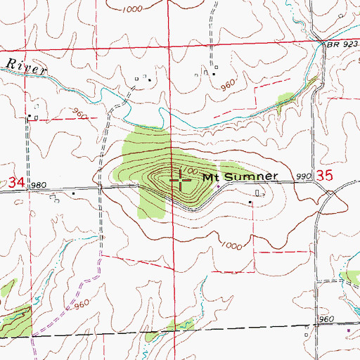 Topographic Map of Mound Sumner, IL
