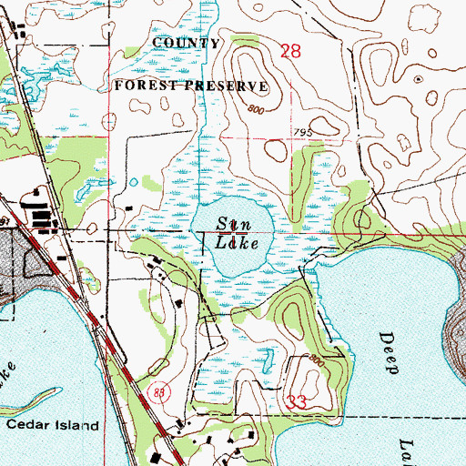 Topographic Map of Sun Lake, IL