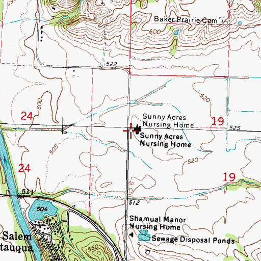 Topographic Map of Sunny Acres Nursing Home, IL