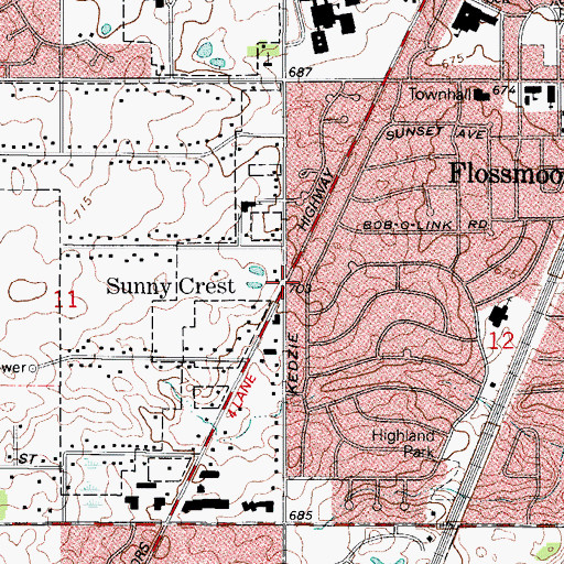 Topographic Map of Sunny Crest, IL
