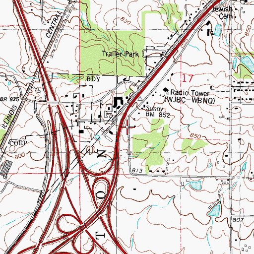 Topographic Map of Sunny Point School (historical), IL