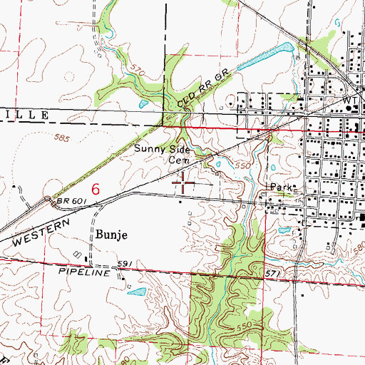 Topographic Map of Sunny Side Cemetery, IL