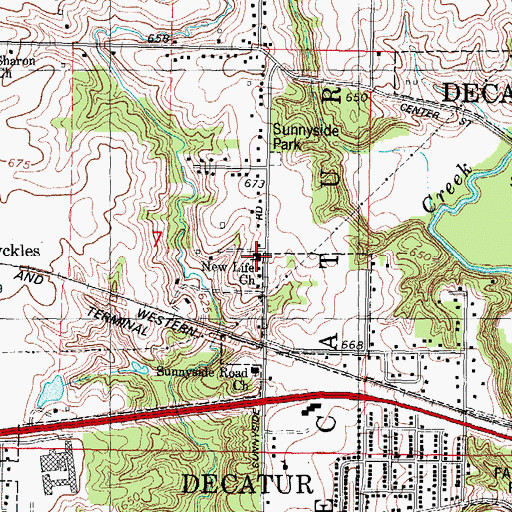 Topographic Map of Sunnyside School, IL