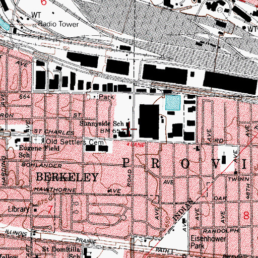 Topographic Map of Sunnyside Elementary School, IL