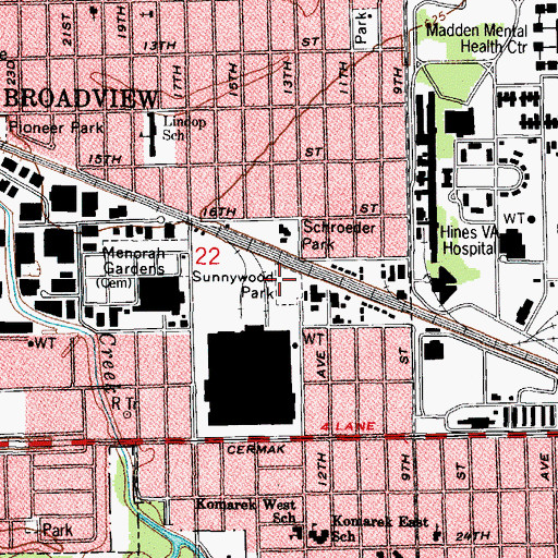 Topographic Map of Sunnywood Park, IL
