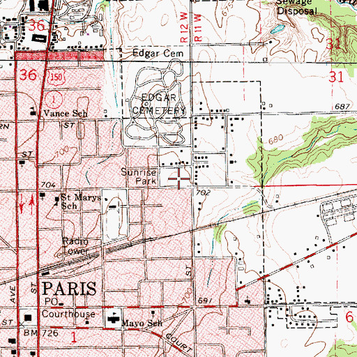 Topographic Map of Sunrise Park, IL
