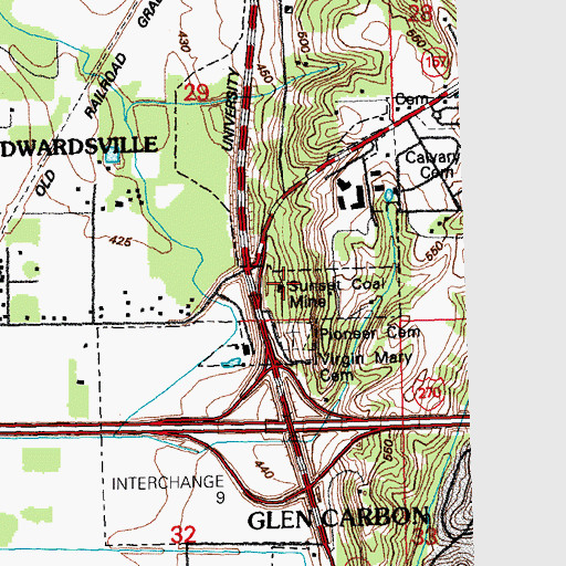 Topographic Map of Sunset Coal Mine, IL