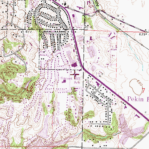Topographic Map of Sunset Hills Elementary School, IL