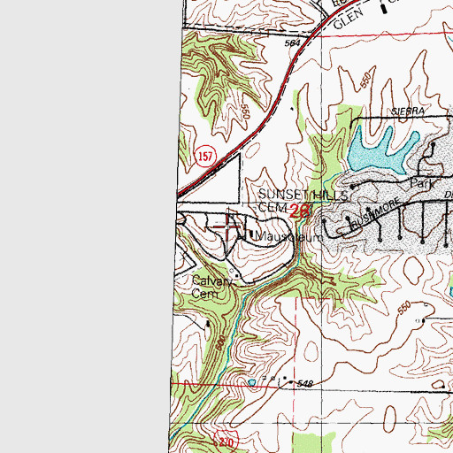Topographic Map of Sunset Hills Memorial Estates Cemetery, IL