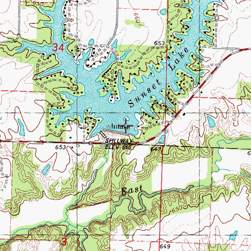 Topographic Map of Sunset Lake, IL