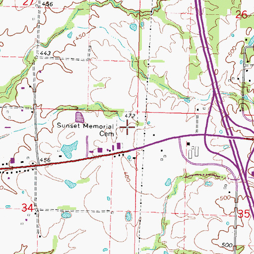 Topographic Map of Sunset Memorial Cemetery, IL