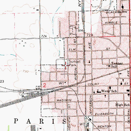Topographic Map of Sunset Park, IL