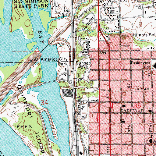 Topographic Map of Sunset Park, IL