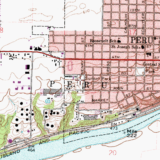 Topographic Map of Sunset Park, IL