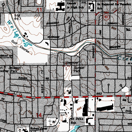 Topographic Map of Sunset Park School, IL