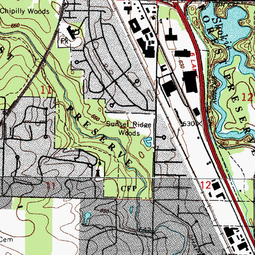 Topographic Map of Sunset Ridge Woods, IL
