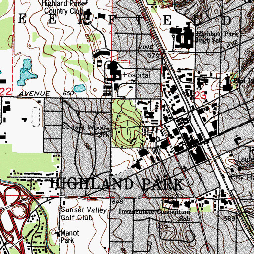 Topographic Map of Sunset Woods Park, IL