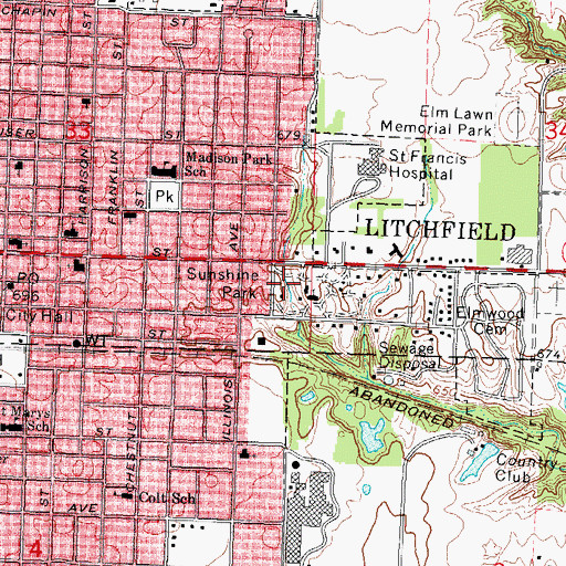Topographic Map of Sunshine Park, IL