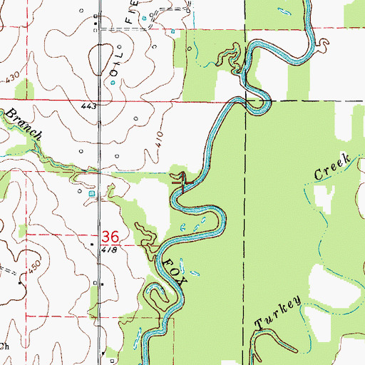 Topographic Map of Susan Branch, IL