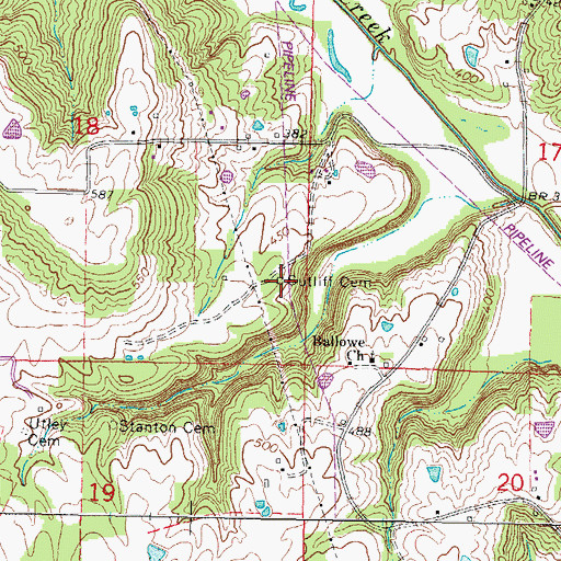 Topographic Map of Sutliff Cemetery, IL