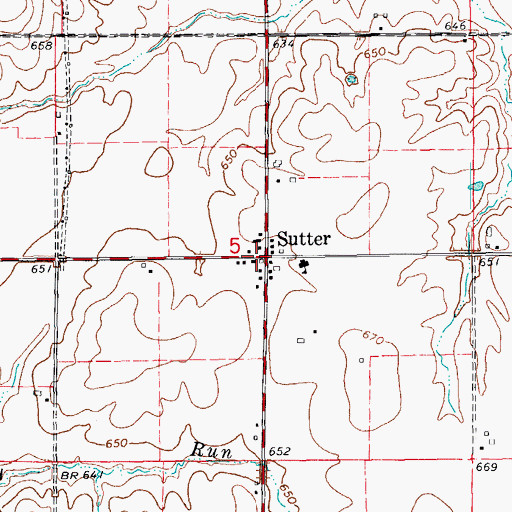 Topographic Map of Sutter, IL