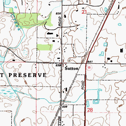 Topographic Map of Sutton, IL