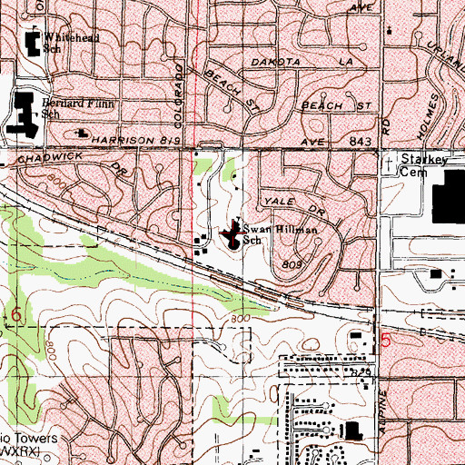Topographic Map of Swan Hillman Elementary School, IL