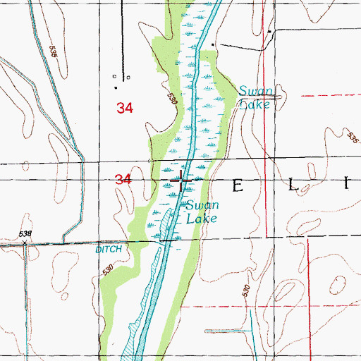 Topographic Map of Swan Lake, IL