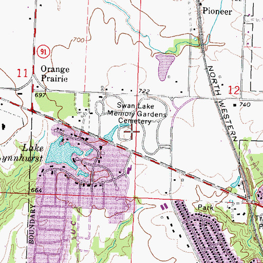 Topographic Map of Swan Lake Memory Gardens, IL