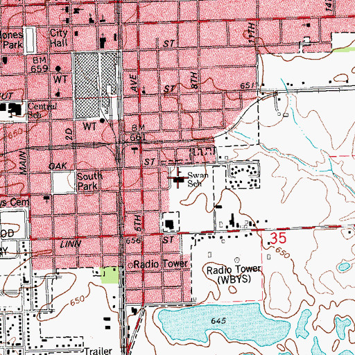 Topographic Map of Isaac Swan School (historical), IL