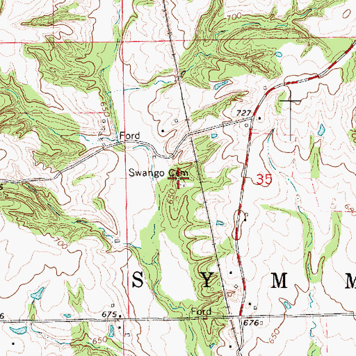 Topographic Map of Swango Cemetery, IL