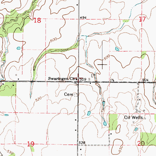 Topographic Map of Swaringen Church, IL