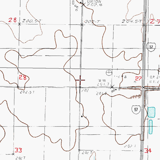 Topographic Map of Swayback School (historical), IL