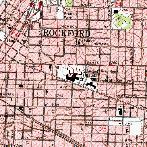 Topographic Map of Swedish American Hospital, IL